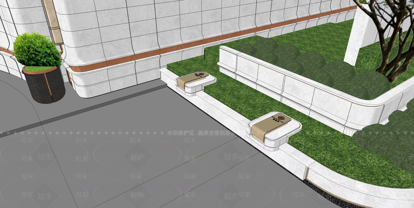 现代主义小区景观SU模型下载【ID:1233970723】