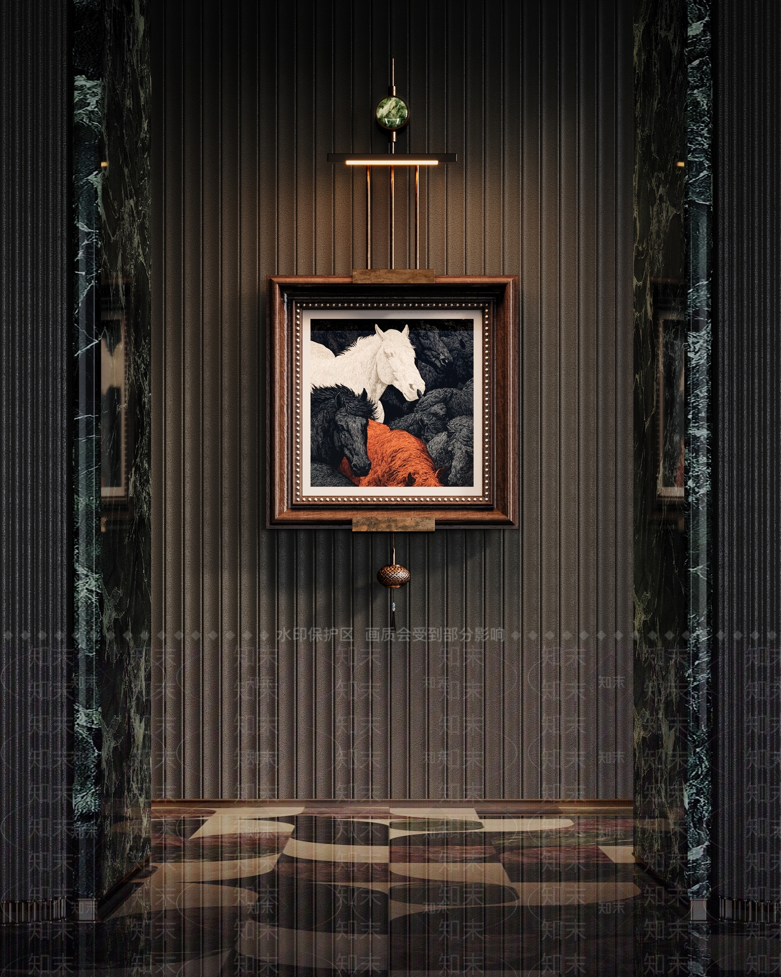 轻奢玄关挂画3D模型下载【ID:1233971147】