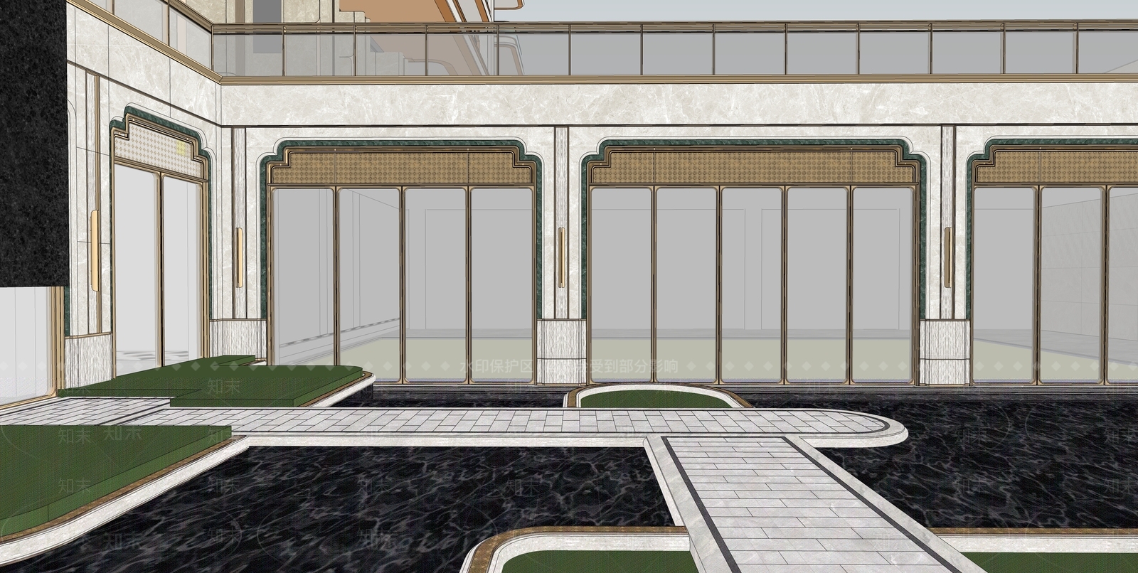 轻奢售楼处SU模型下载【ID:1233971259】