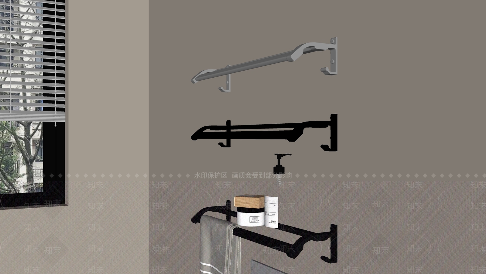 现代简约毛巾架SU模型下载【ID:1233971800】