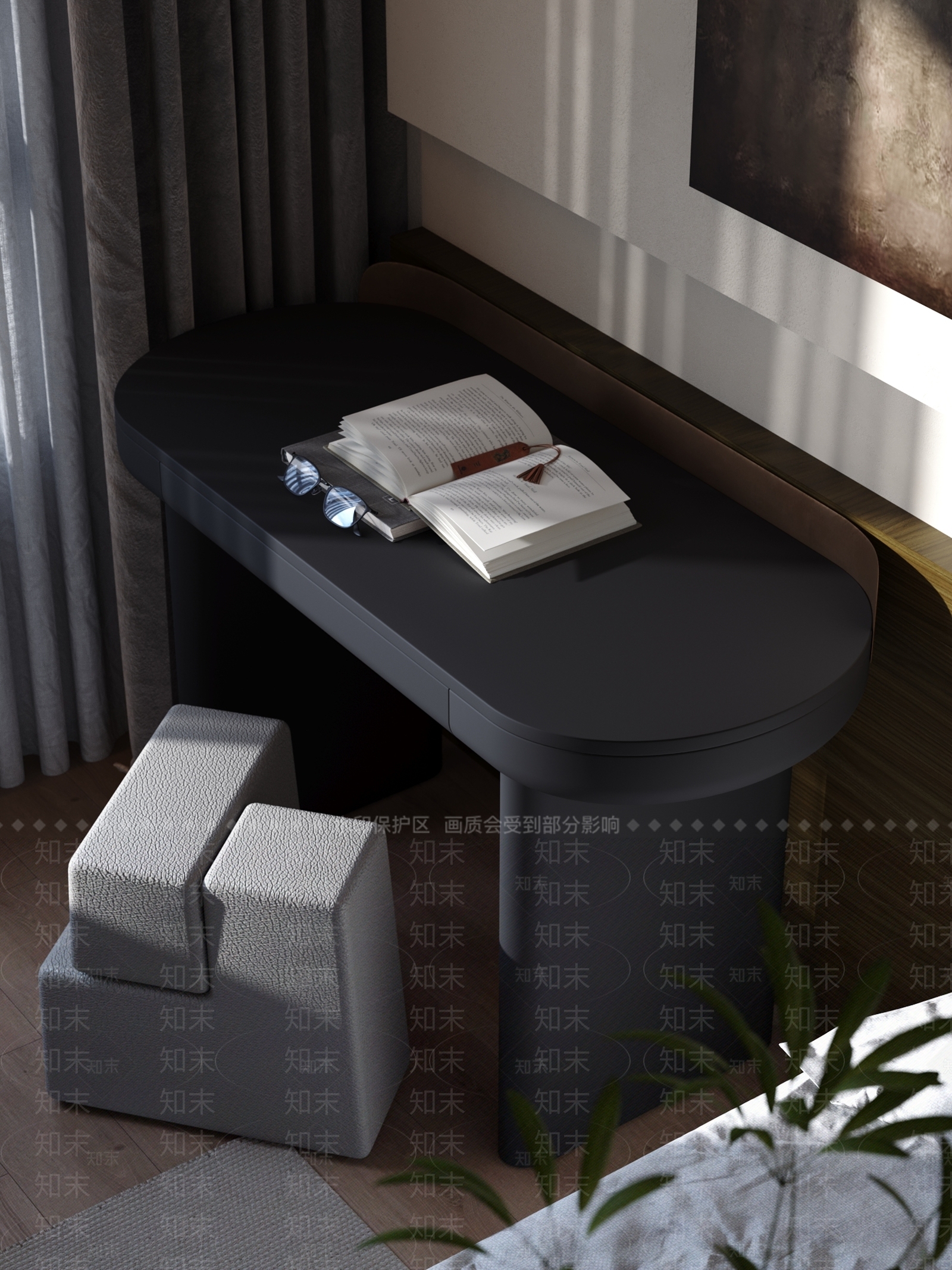 意式极简妆台妆凳3D模型下载【ID:1233972904】