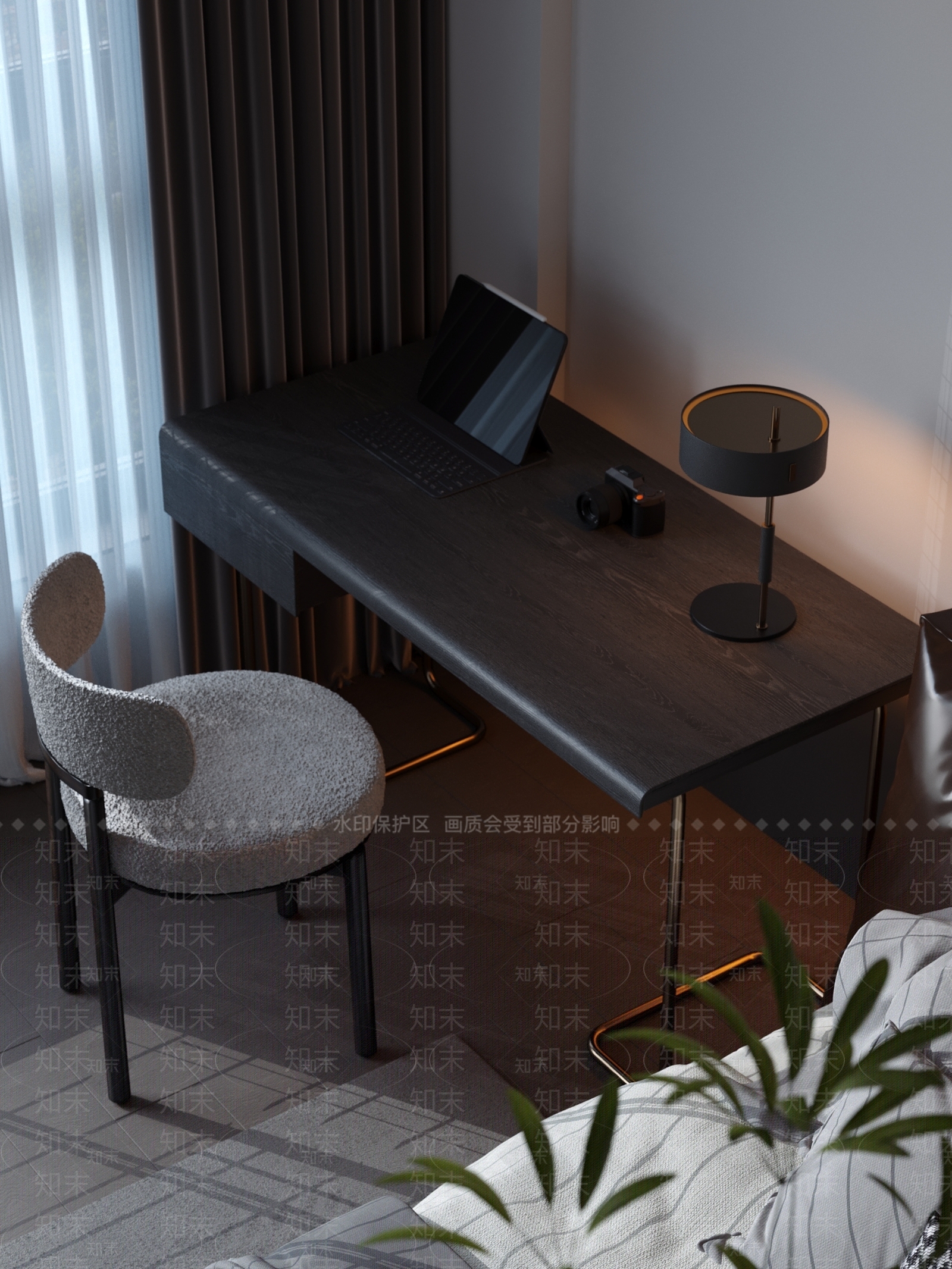 轻奢书桌椅3D模型下载【ID:1233973157】