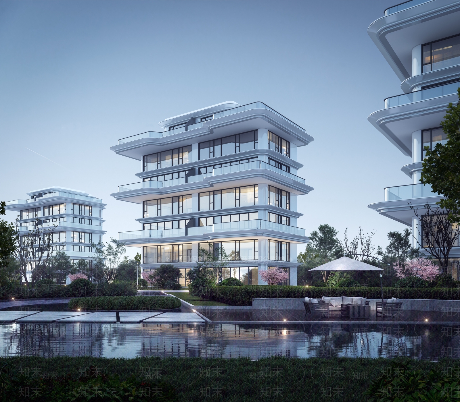 现代主义小区建筑SU模型下载【ID:1233973222】