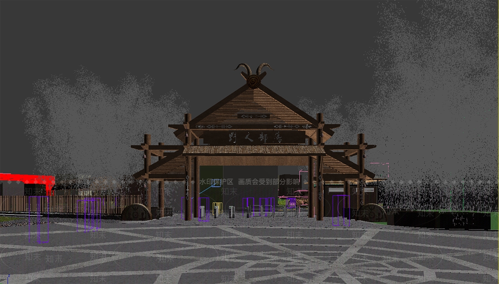 中式大门3D模型下载【ID:1233973776】