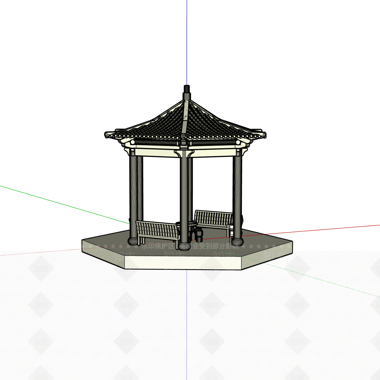 中式古建亭子SU模型下载【ID:1233974083】