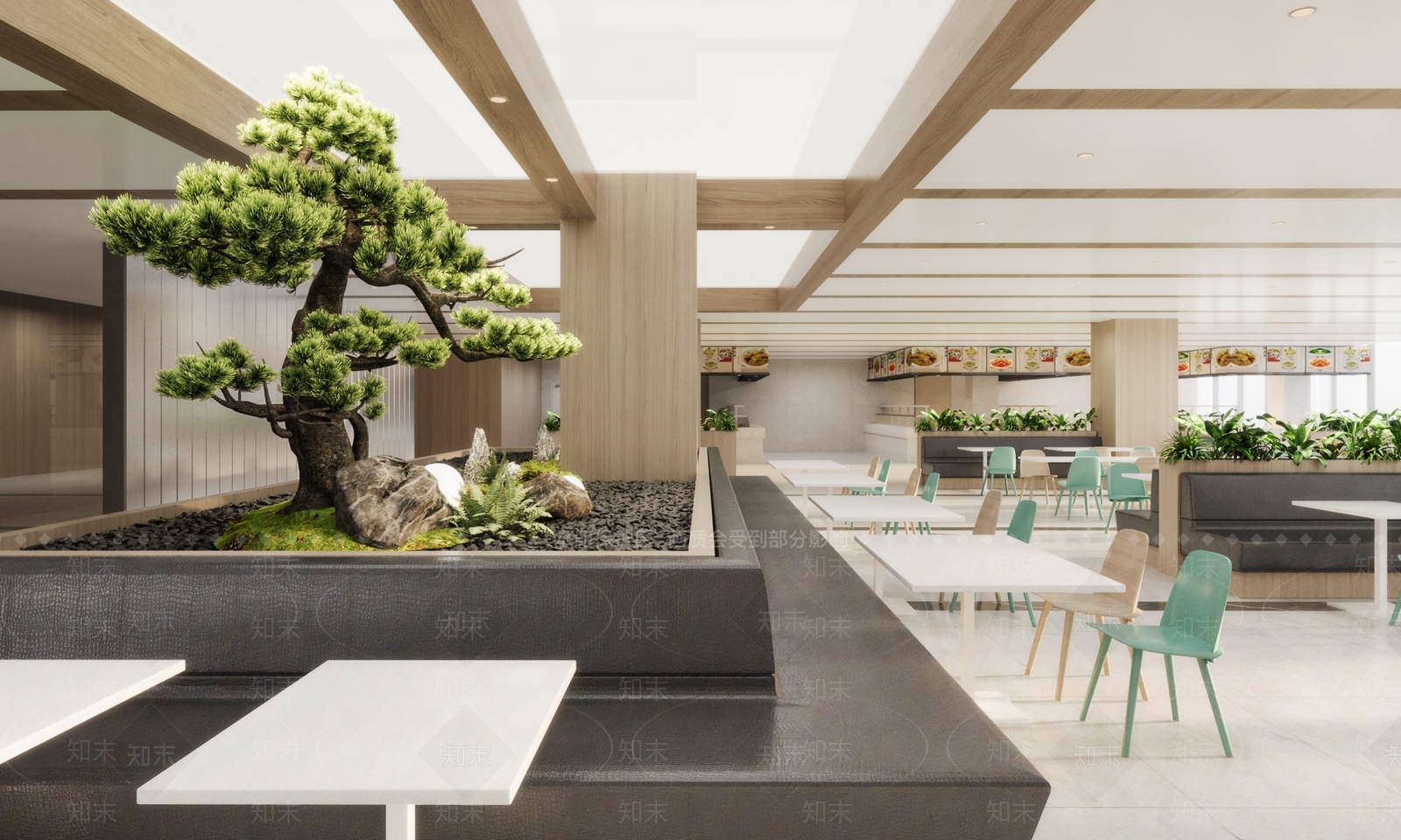 原木风学生食堂3D模型下载【ID:1233975284】