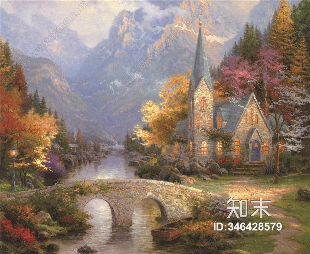 高清欧洲乡村油画装饰画贴图贴图下载【ID:346428579】