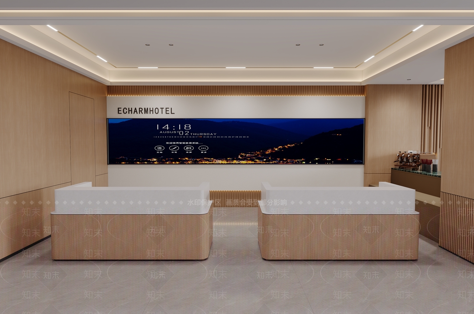 原木风酒店大堂3D模型下载【ID:1233975987】