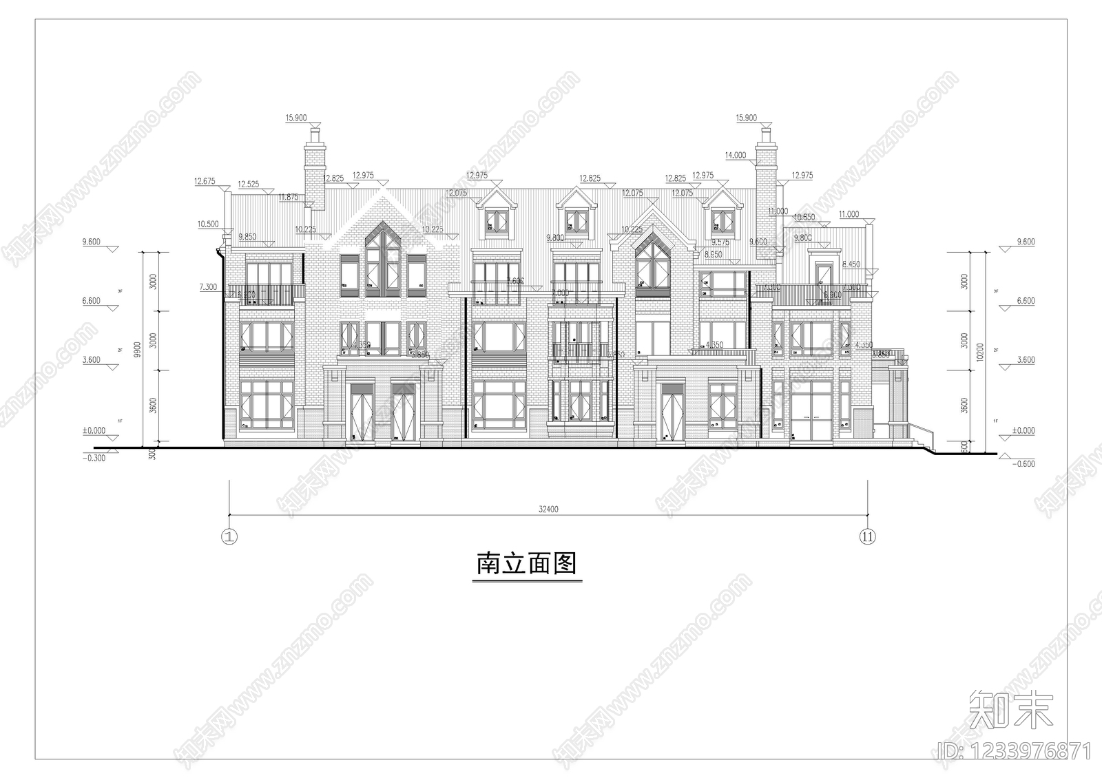 联排住宅cad施工图下载【ID:1233976871】