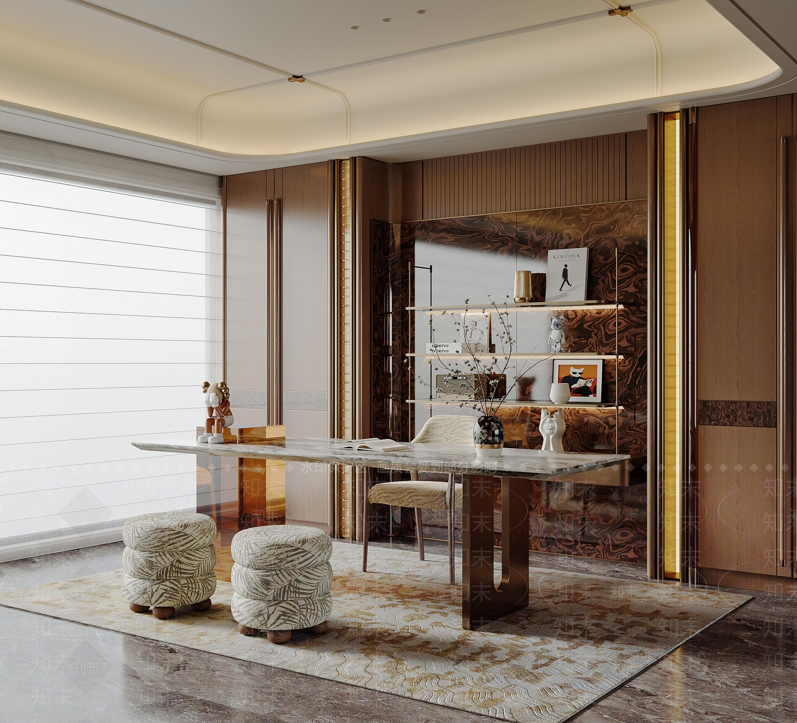 轻奢书房3D模型下载【ID:1233976924】