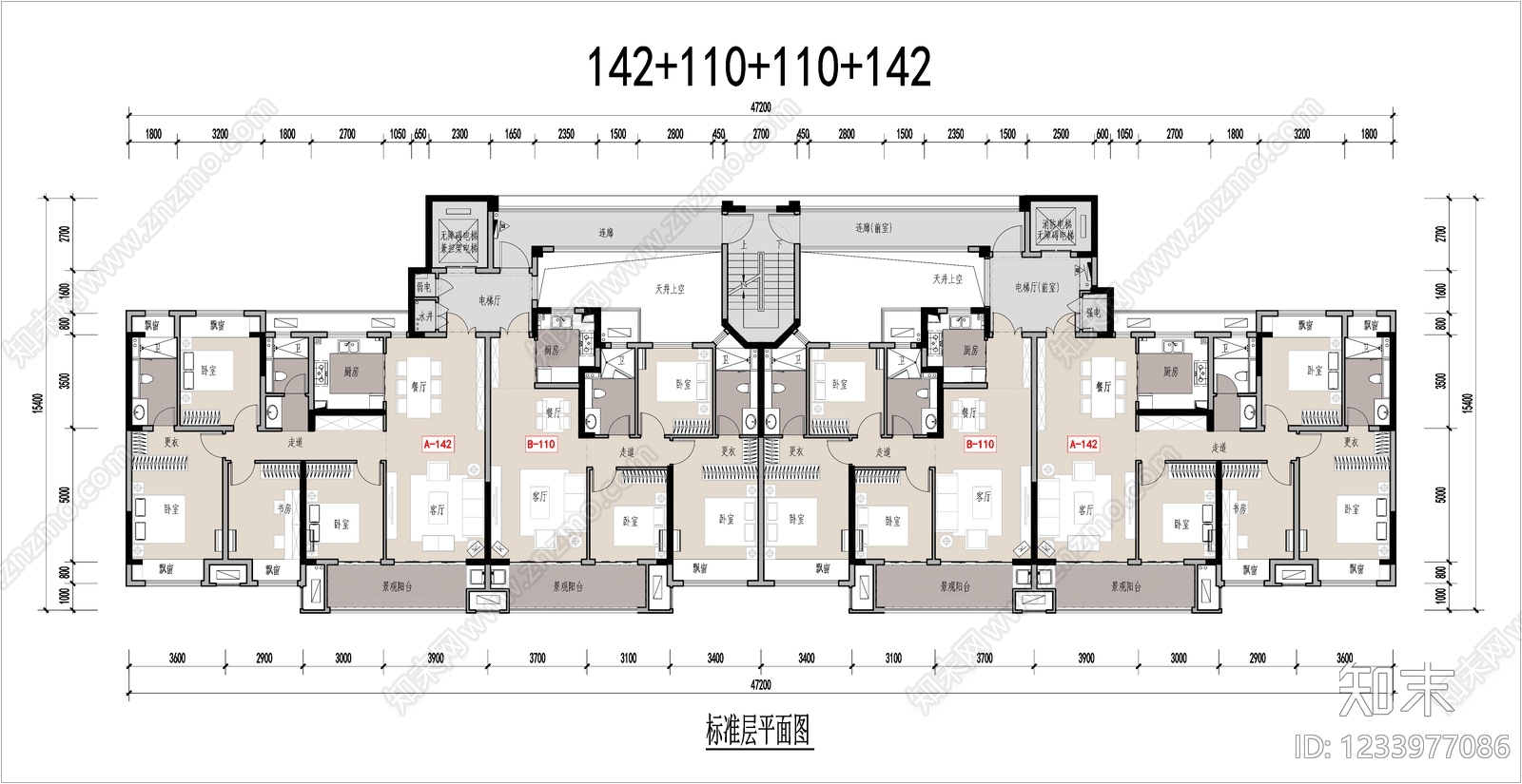 四居cad施工图下载【ID:1233977086】
