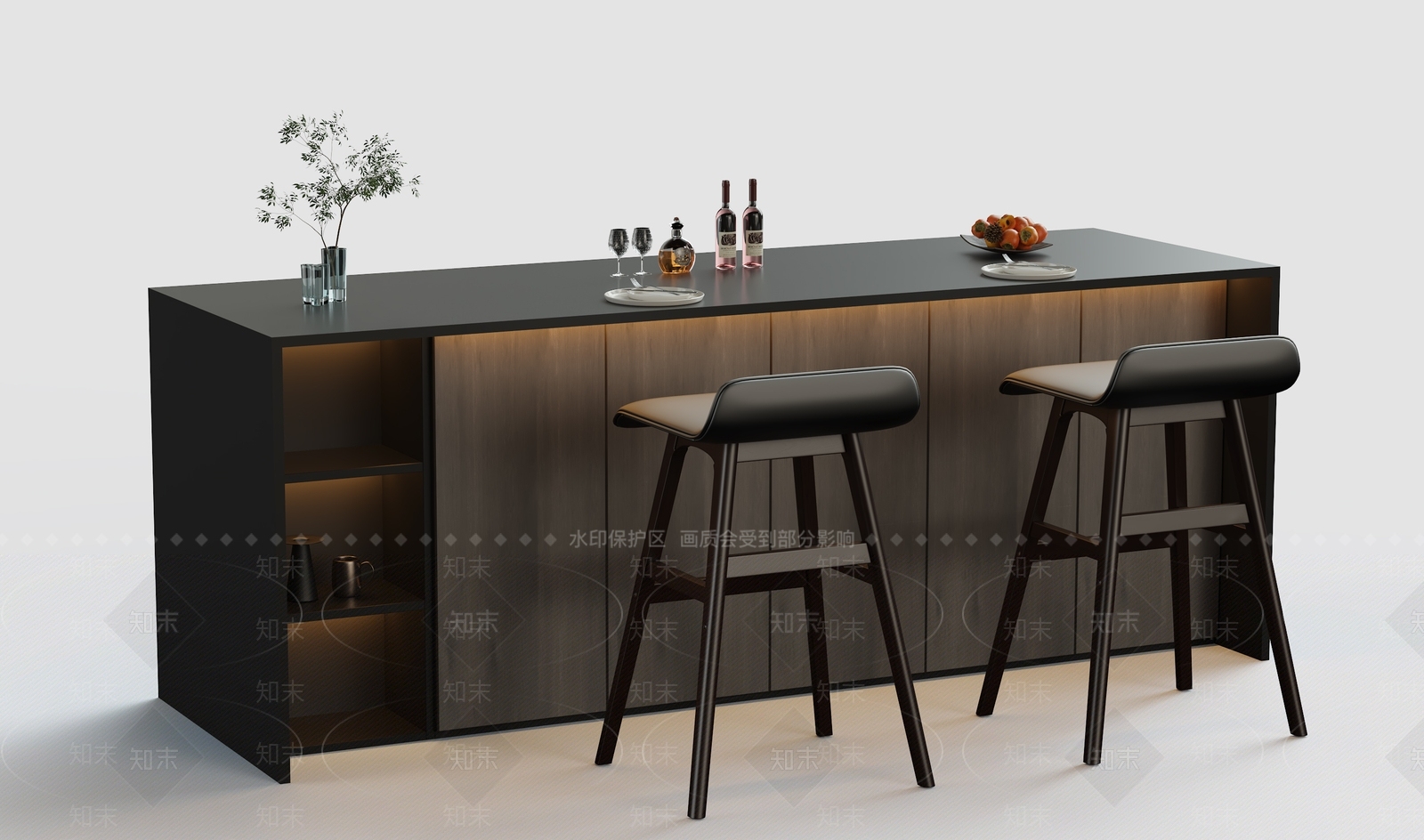 意式极简吧台3D模型下载【ID:1233977346】