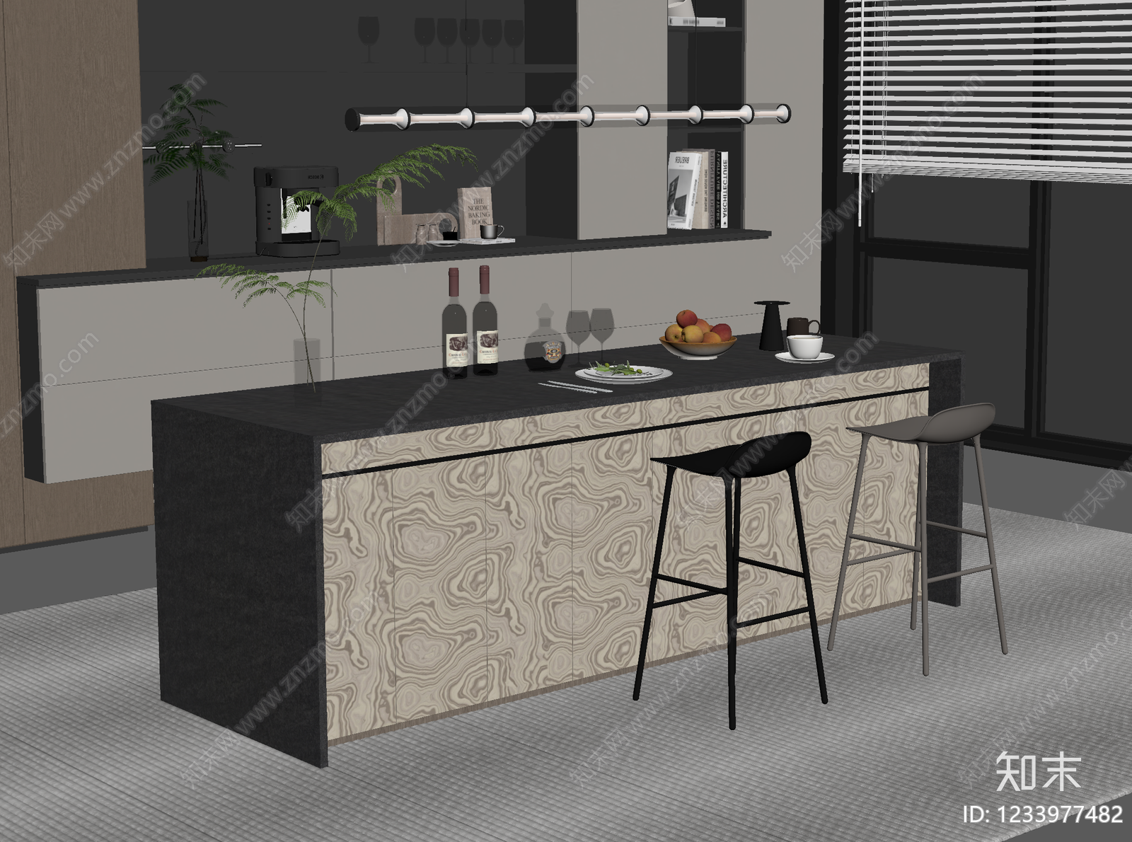 意式极简吧台3D模型下载【ID:1233977482】