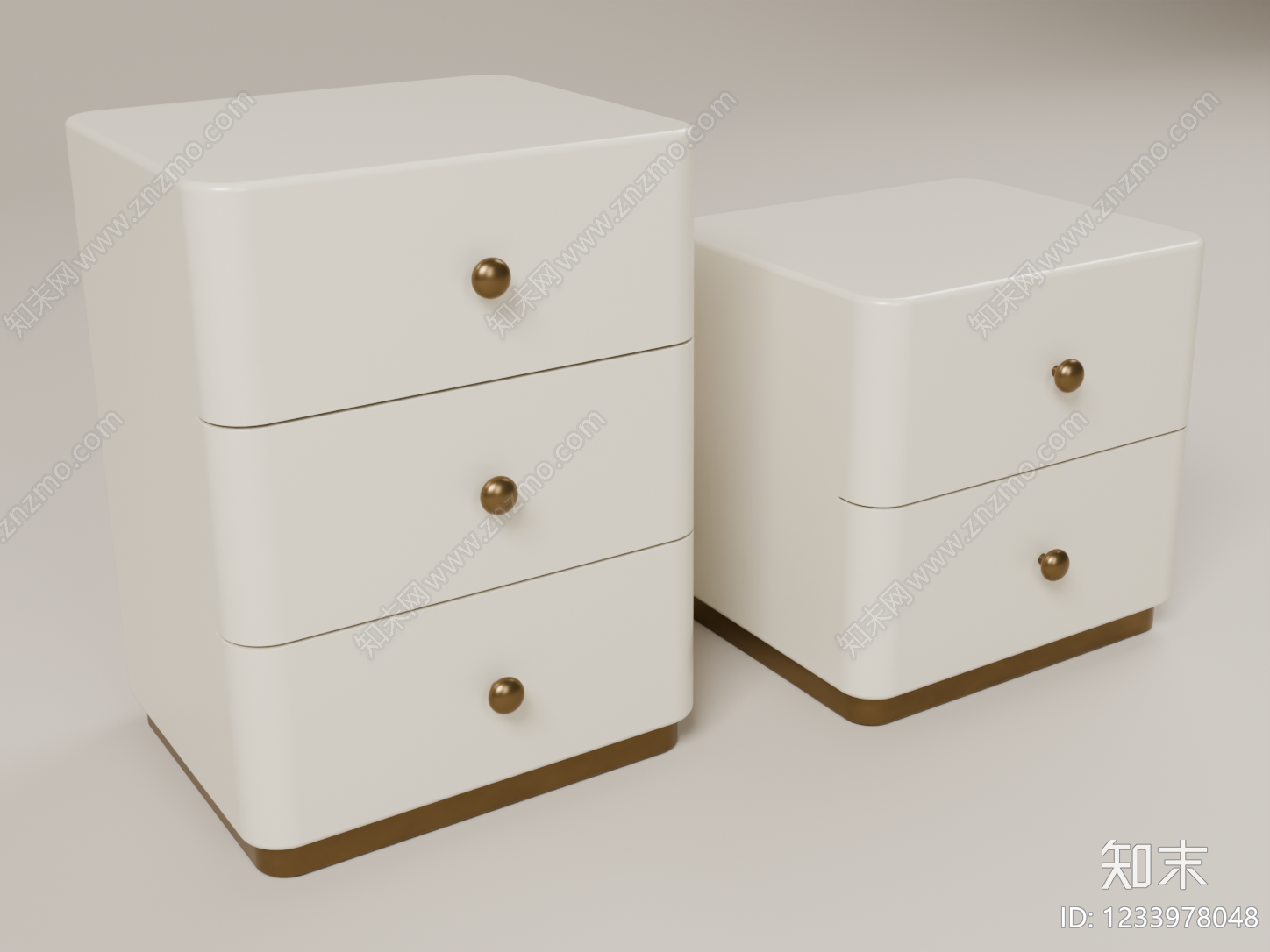 奶油风床头柜3D模型下载【ID:1233978048】