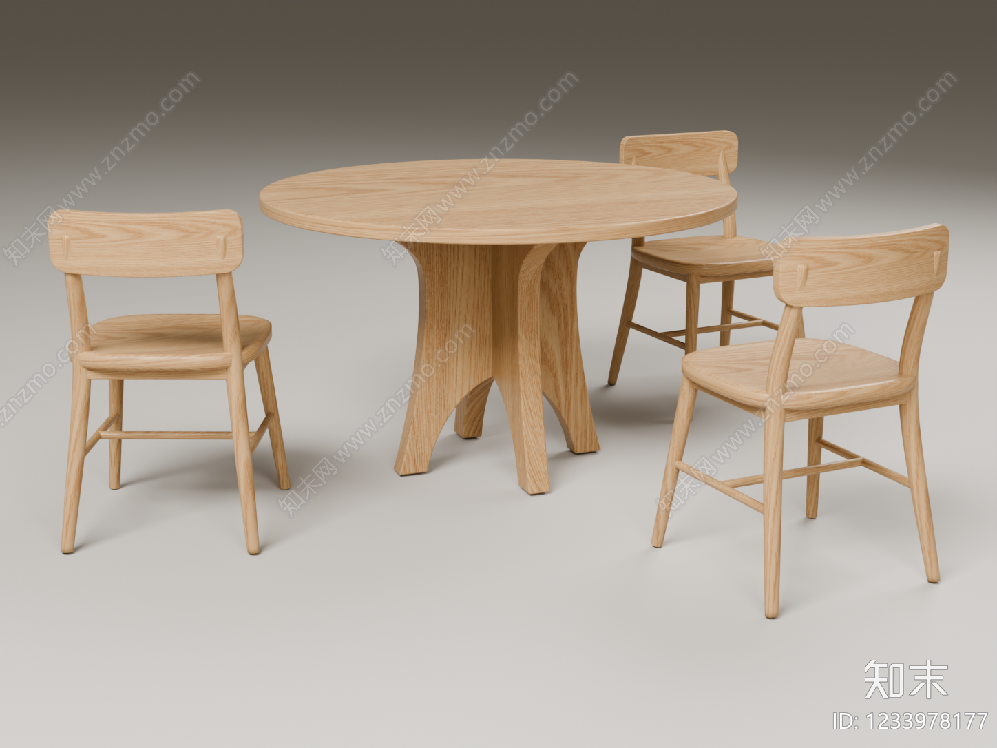 原木风餐桌椅3D模型下载【ID:1233978177】