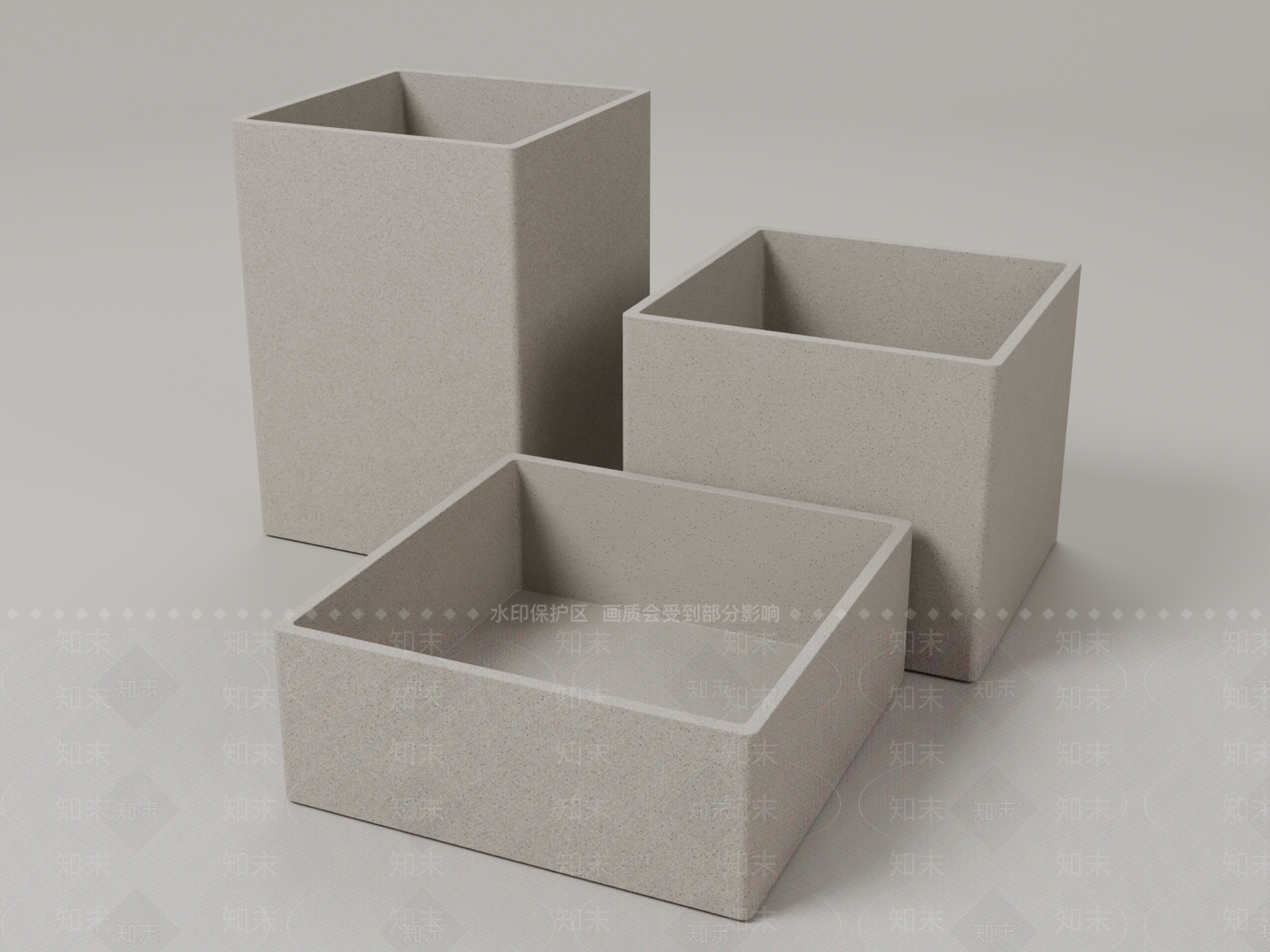侘寂花盆3D模型渲染效果图