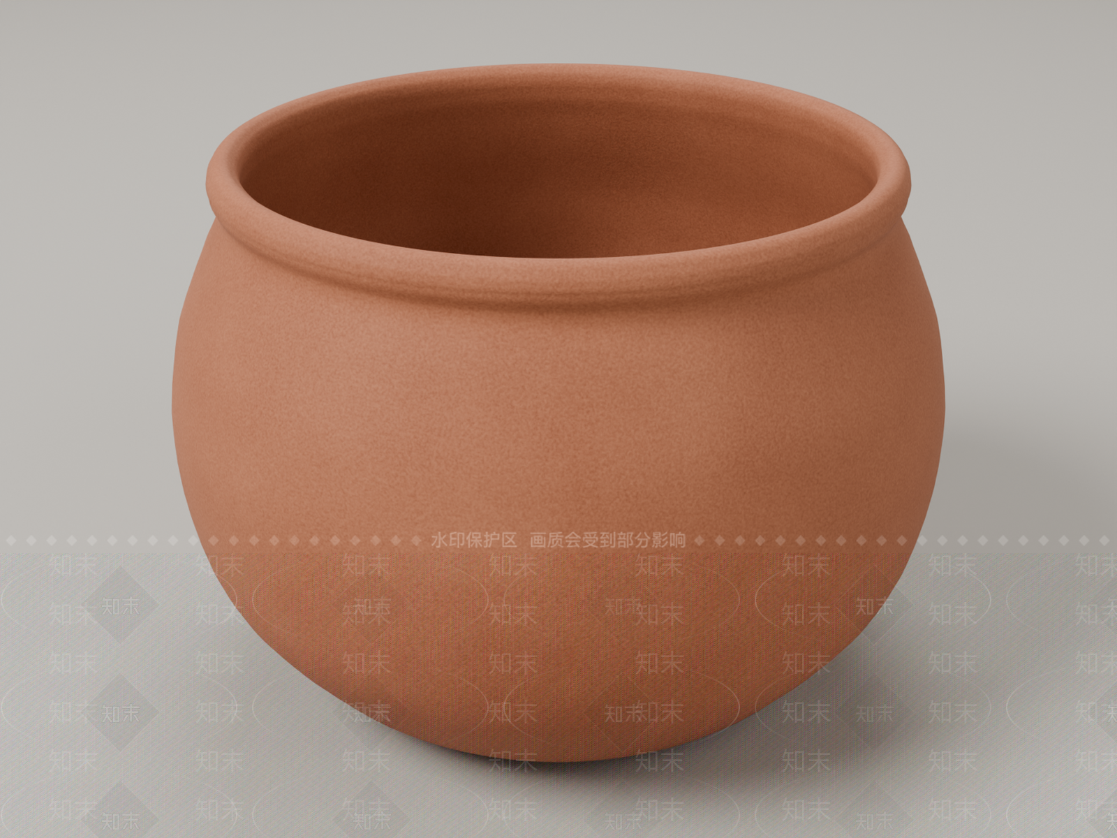 侘寂花盆3D模型渲染效果图