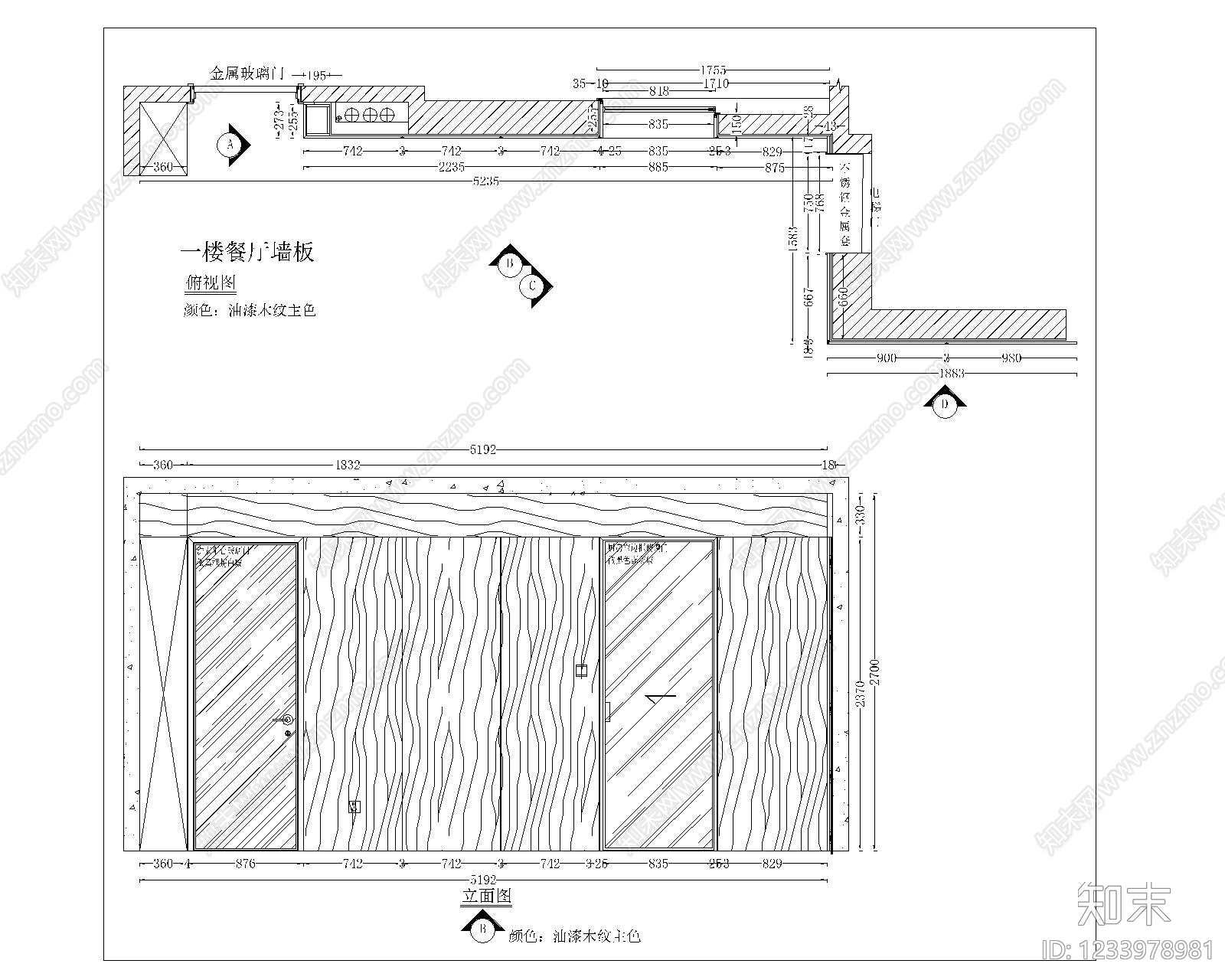 现代背景墙CAD图纸