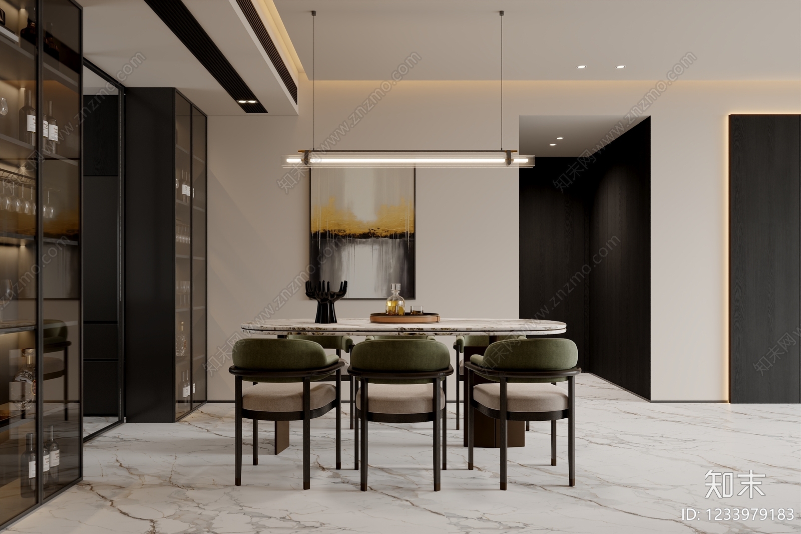 意式极简家居餐厅3D模型下载【ID:1233979183】