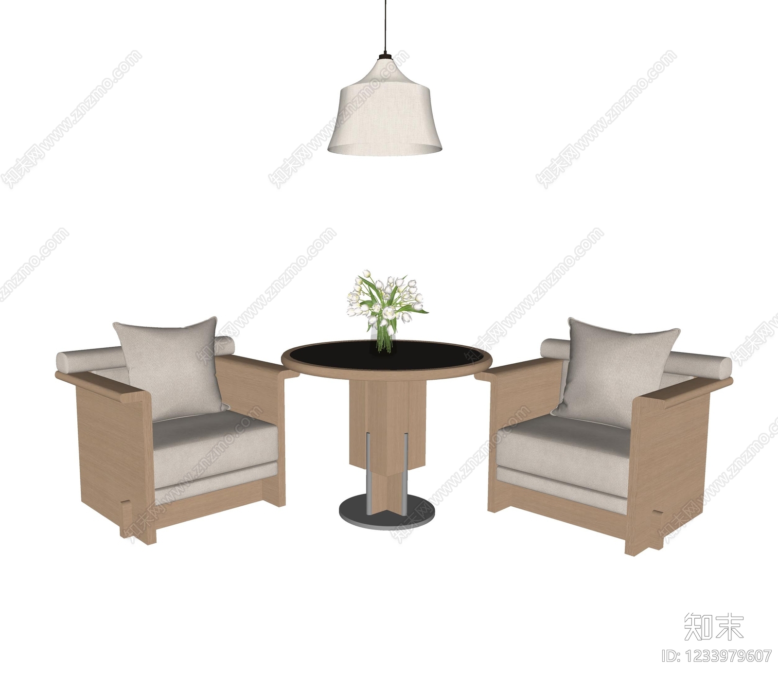 原木风茶桌椅SU模型下载【ID:1233979607】