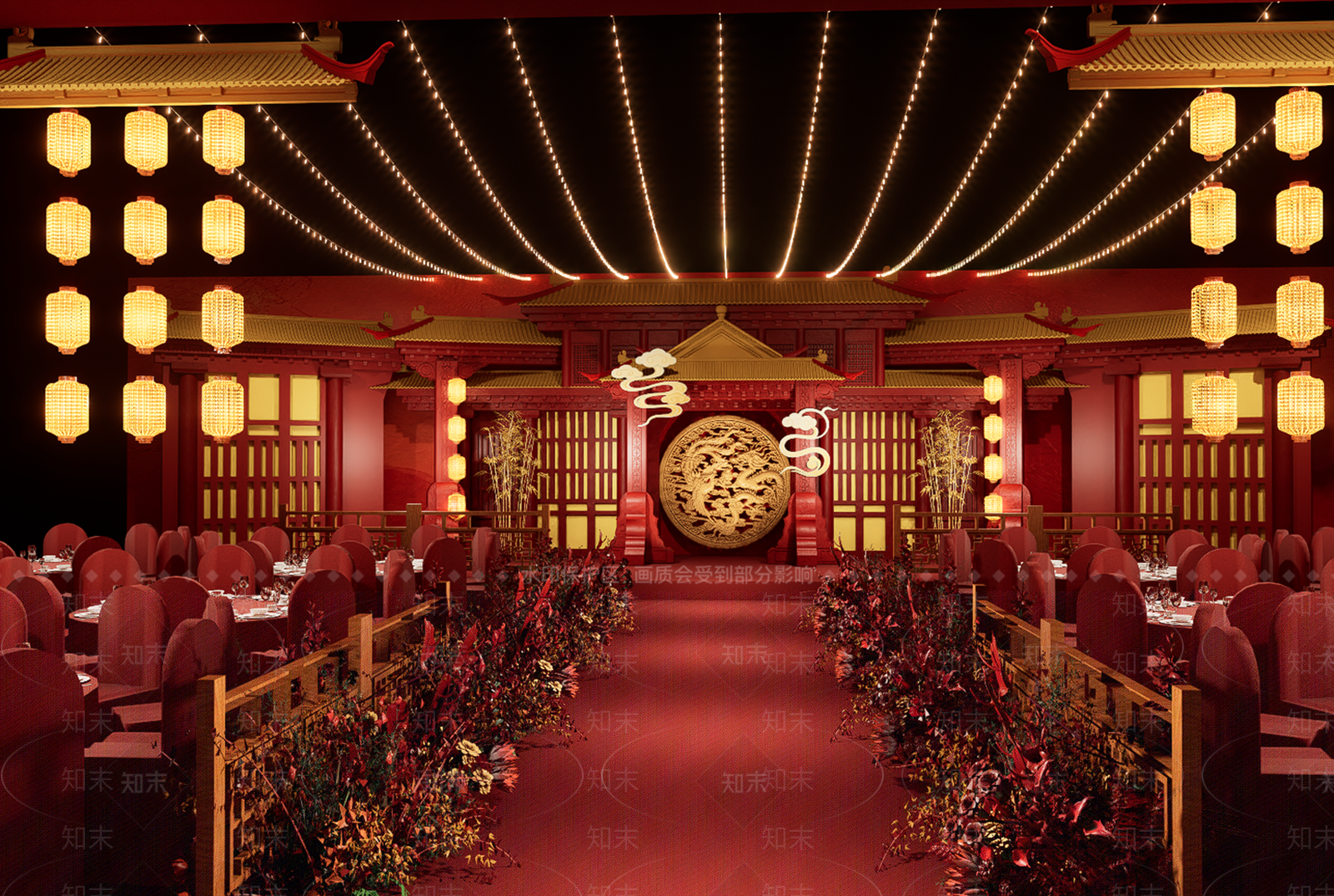 中式宴会厅SU模型下载【ID:1233981916】