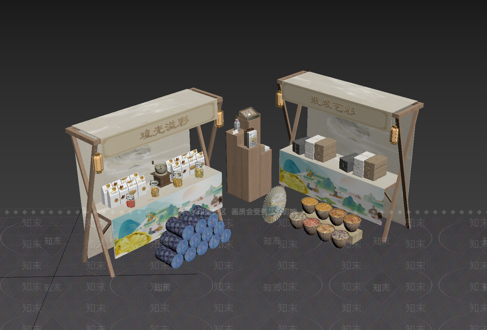 新中式文创展台3D模型下载【ID:1233984319】
