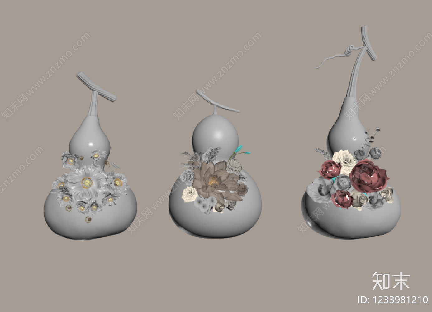 中式摆件组合3D模型下载【ID:1233981210】