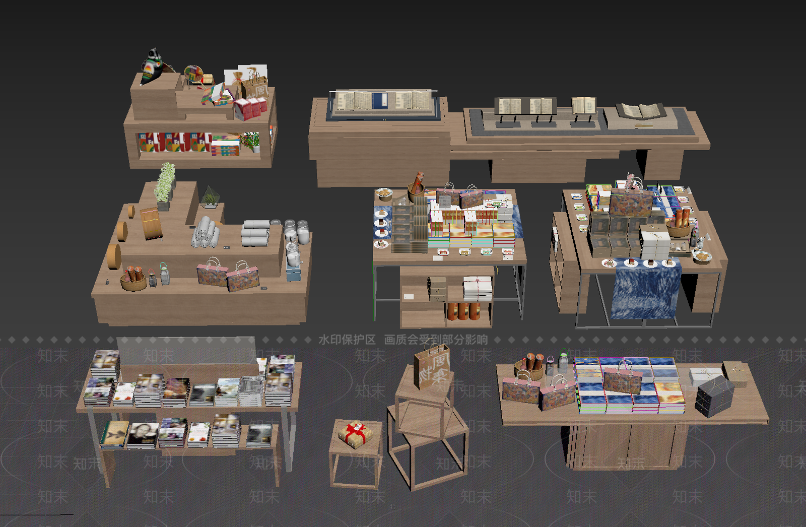 原木风文创展台3D模型下载【ID:1233988726】