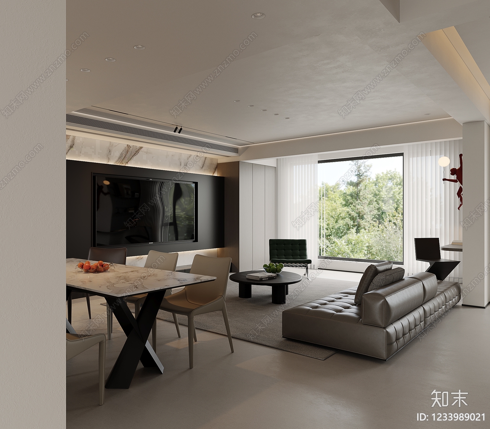 意式极简客餐厅3D模型下载【ID:1233989021】