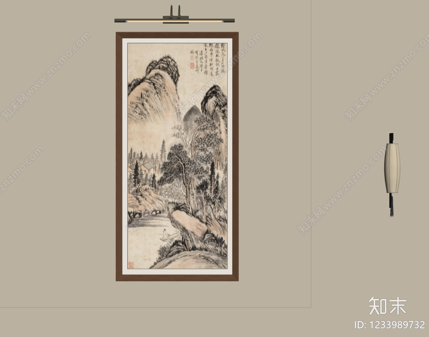 新中式山水画3D模型下载【ID:1233989732】