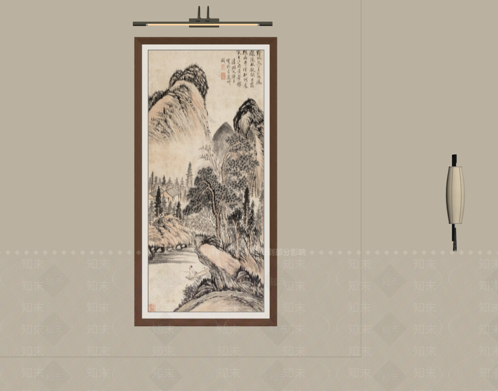 新中式山水画SU模型下载【ID:1233990223】