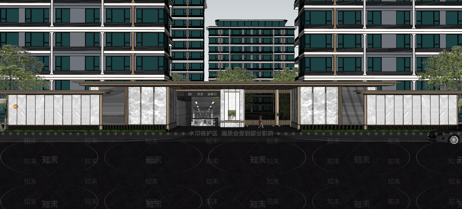 现代主义入口大门SU模型下载【ID:1233992063】