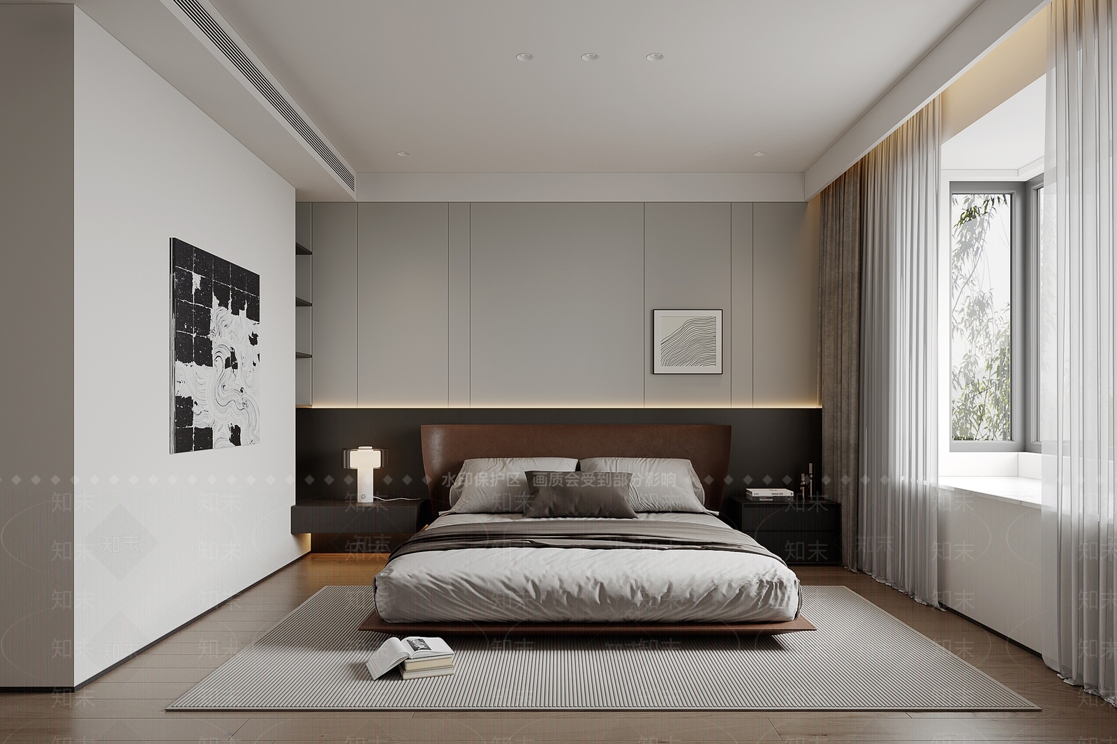 意式极简主卧3D模型下载【ID:1233991989】