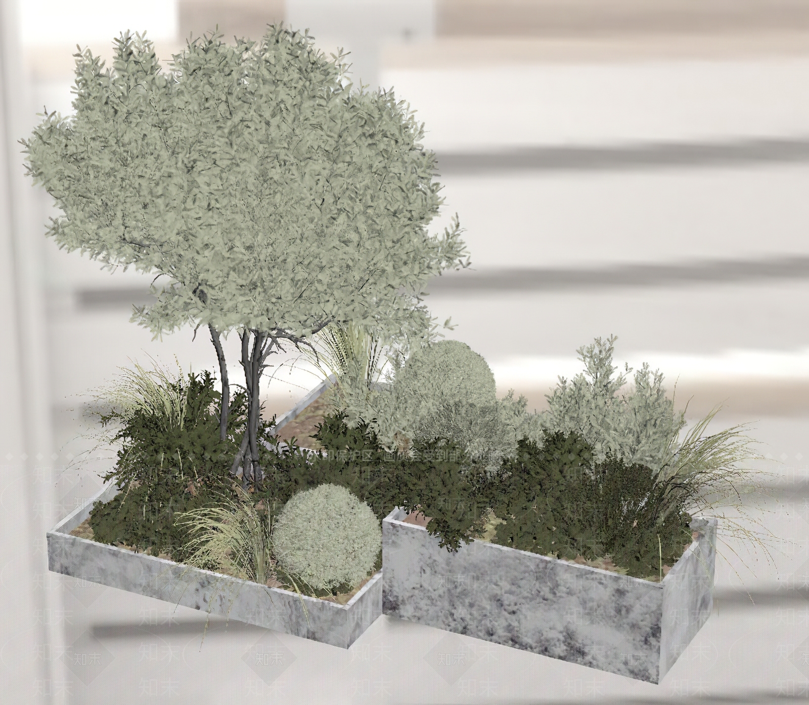 现代简约花草组合3D模型下载【ID:1233992284】