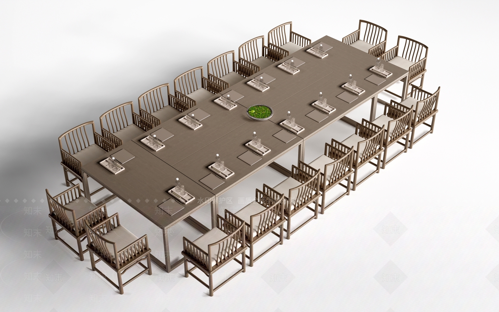 新中式办公桌3D模型下载【ID:1233992298】