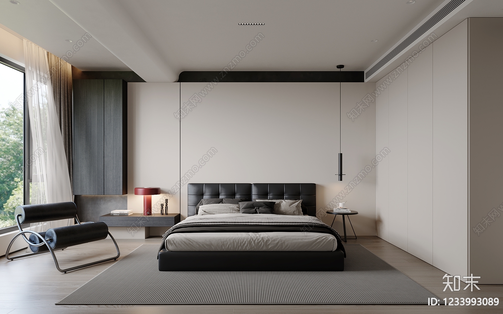 意式极简主卧3D模型下载【ID:1233993089】