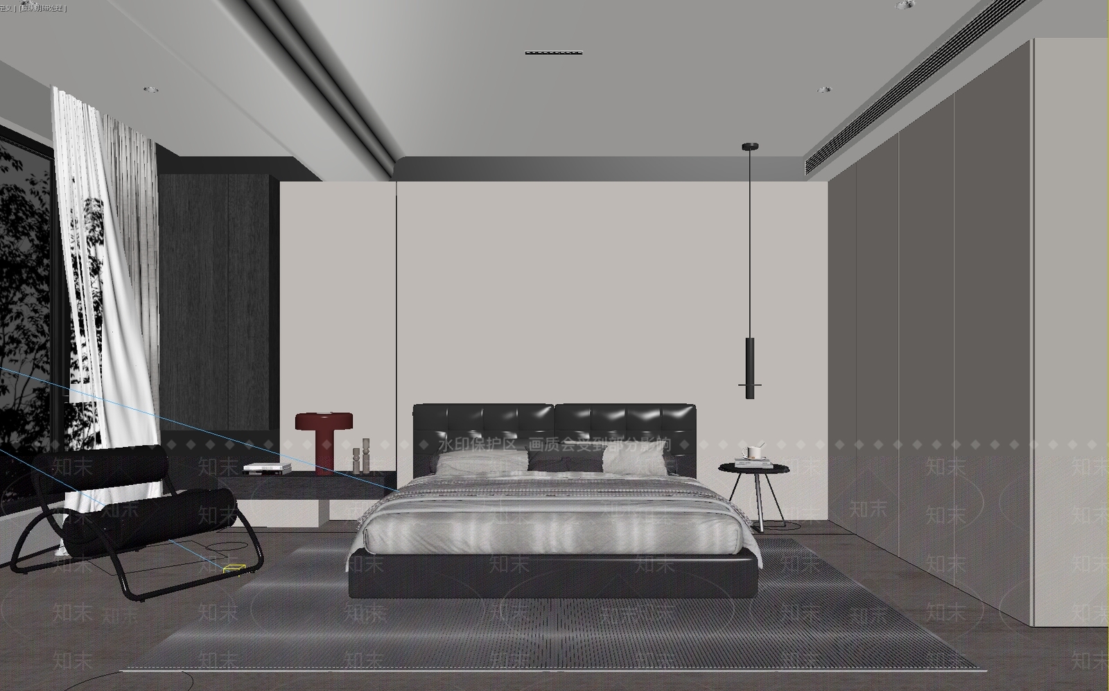 意式极简主卧3D模型下载【ID:1233993089】
