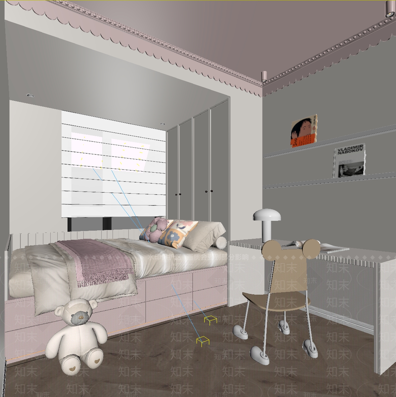 奶油风女孩房3D模型下载【ID:1233993738】
