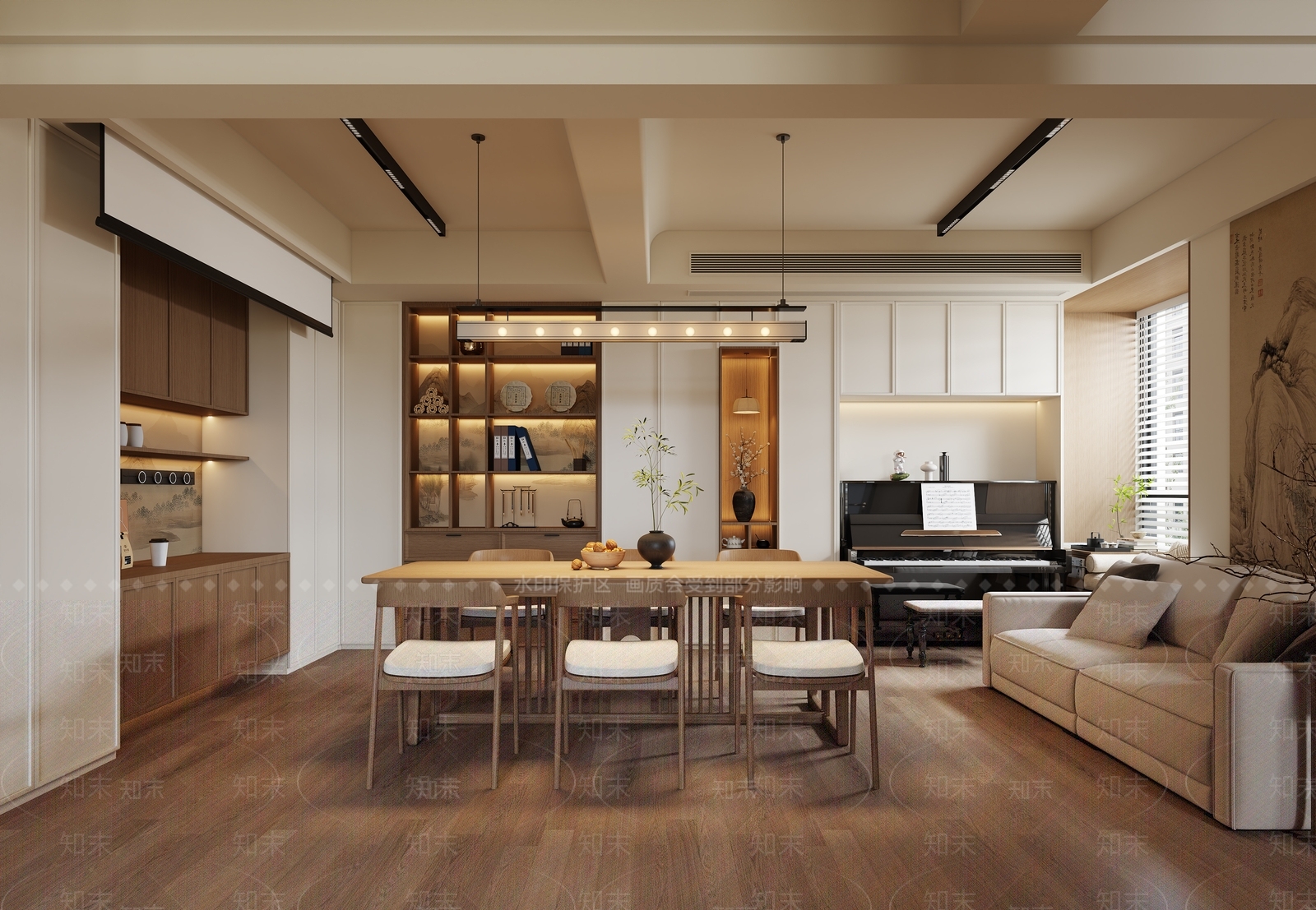 新中式书房3D模型下载【ID:1233995230】