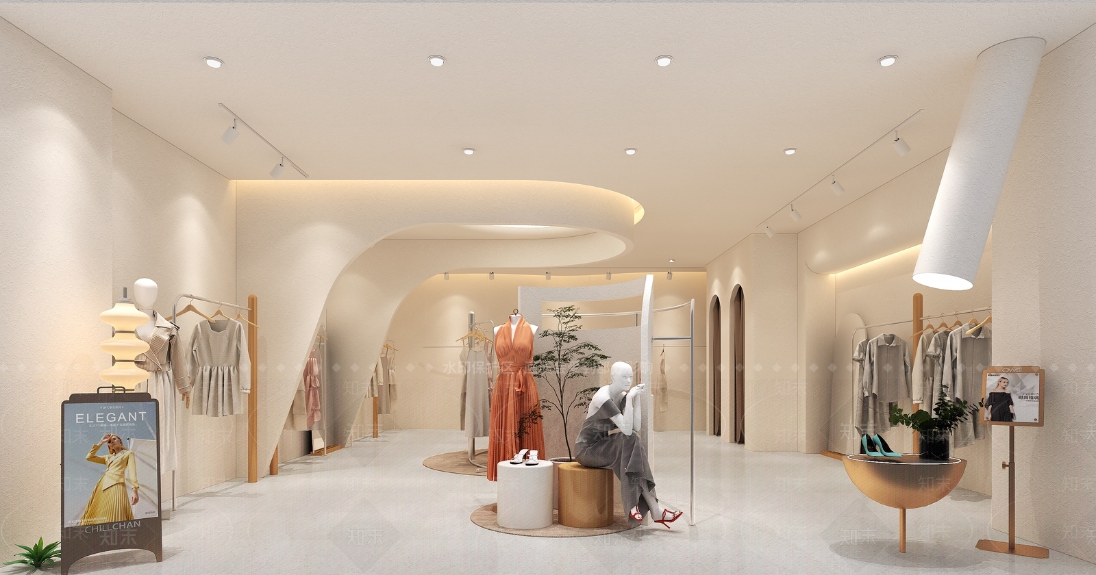 奶油风服装店3D模型下载【ID:1233996245】
