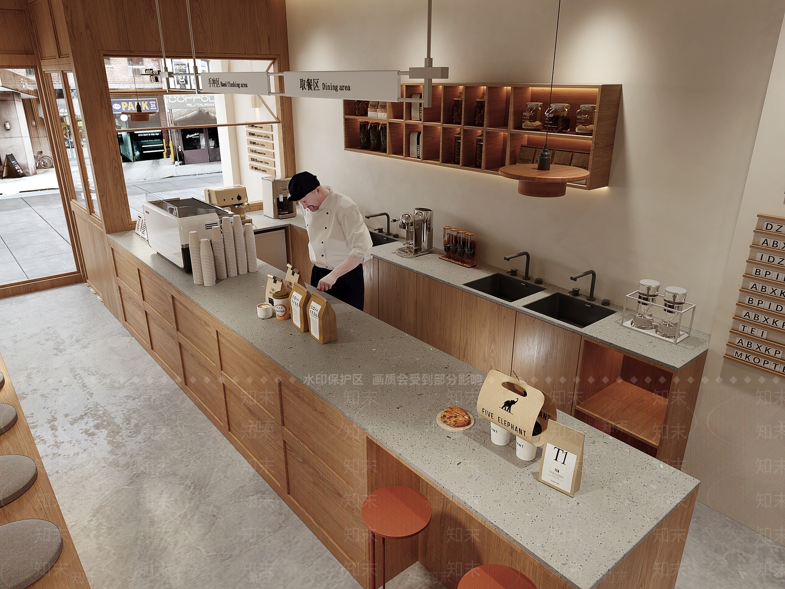 原木风咖啡厅3D模型下载【ID:1233996173】