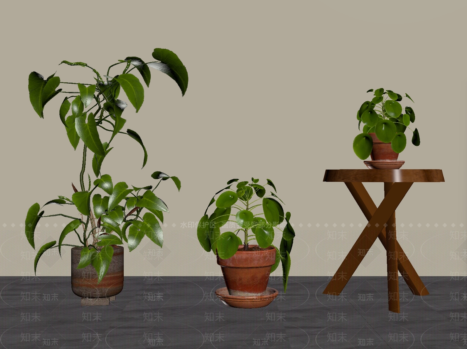 现代简约盆栽3D模型下载【ID:1233997499】