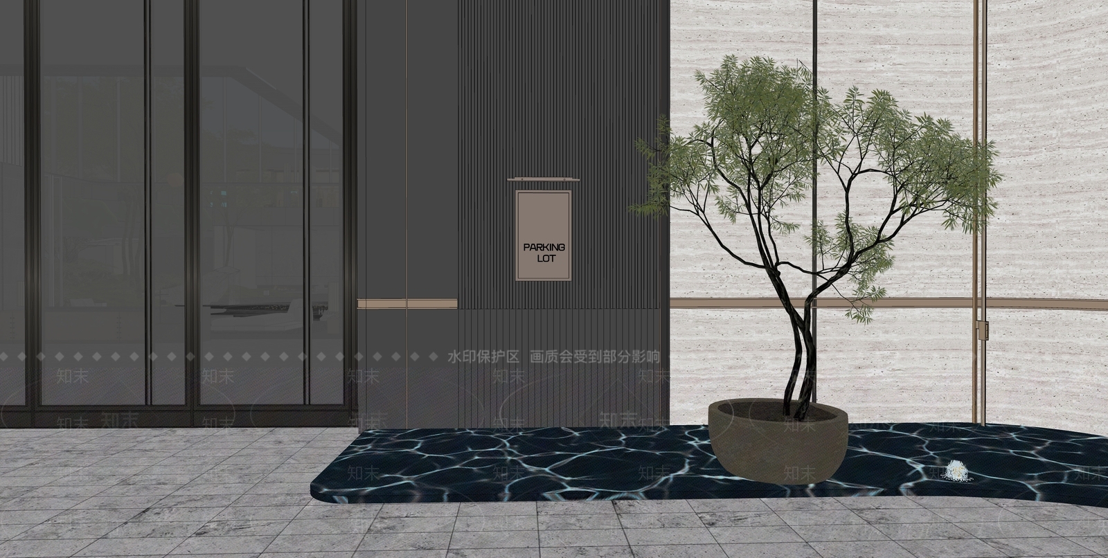 现代室内景观SU模型下载【ID:1233998030】