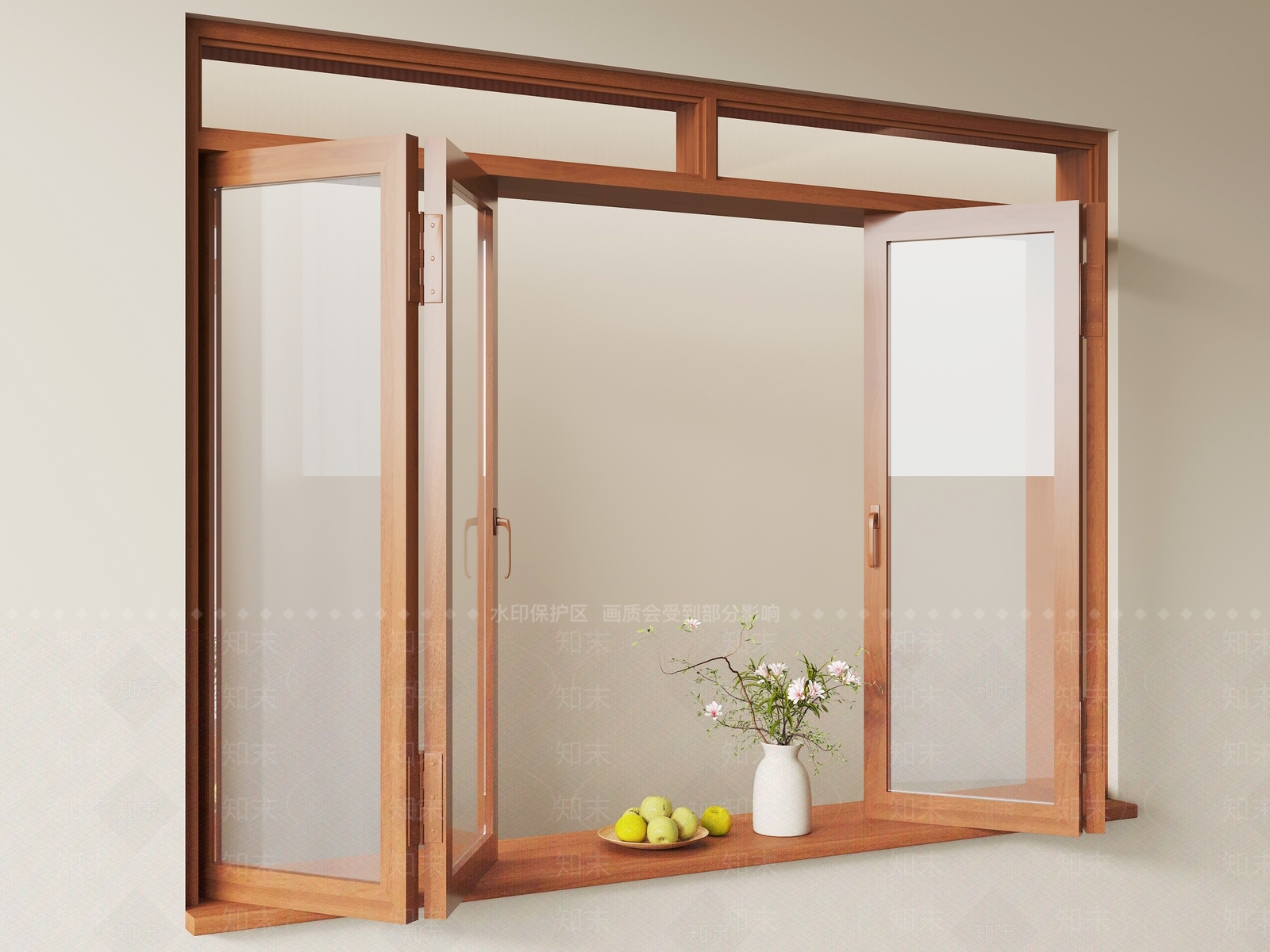 原木风推拉窗3D模型下载【ID:1233998337】