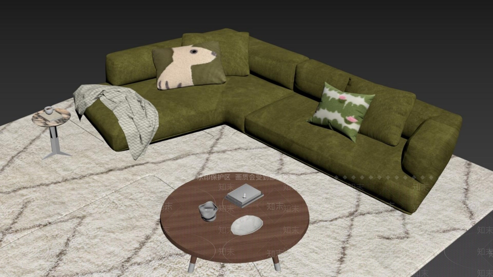 现代简约转角沙发3D模型下载【ID:1233998553】