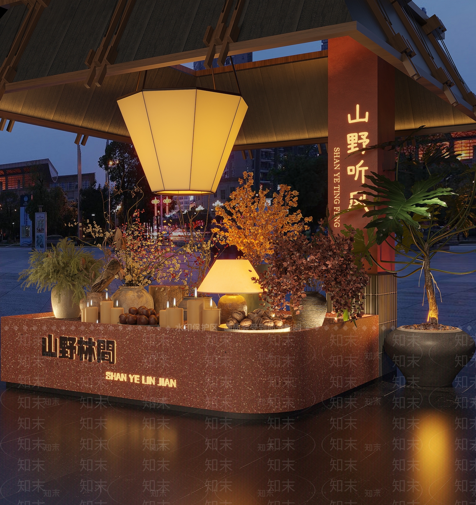 新中式中餐厅3D模型下载【ID:1233999536】