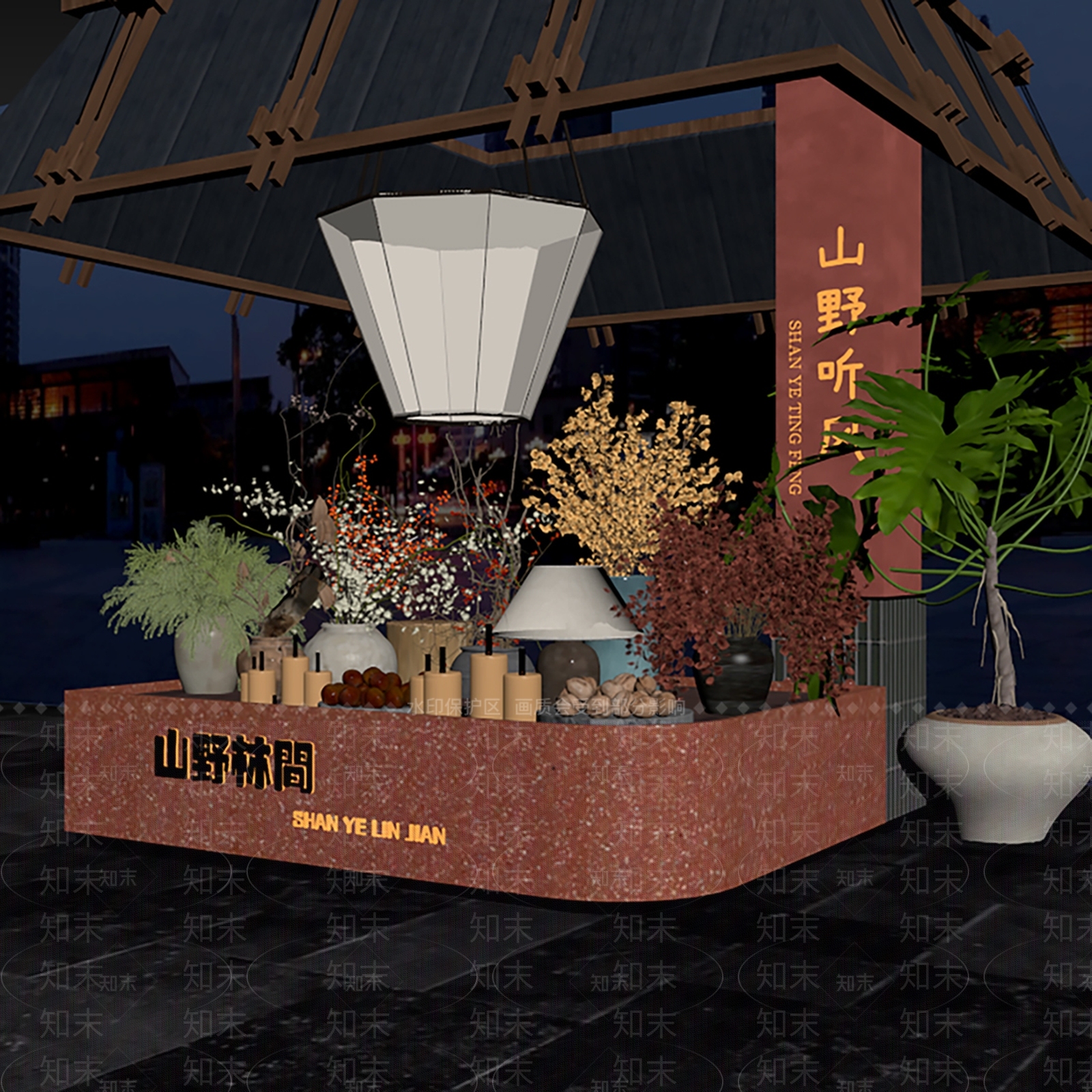 新中式中餐厅3D模型下载【ID:1233999536】