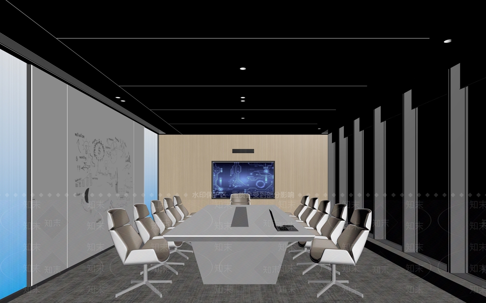 现代简约会议室3D模型下载【ID:1234000729】