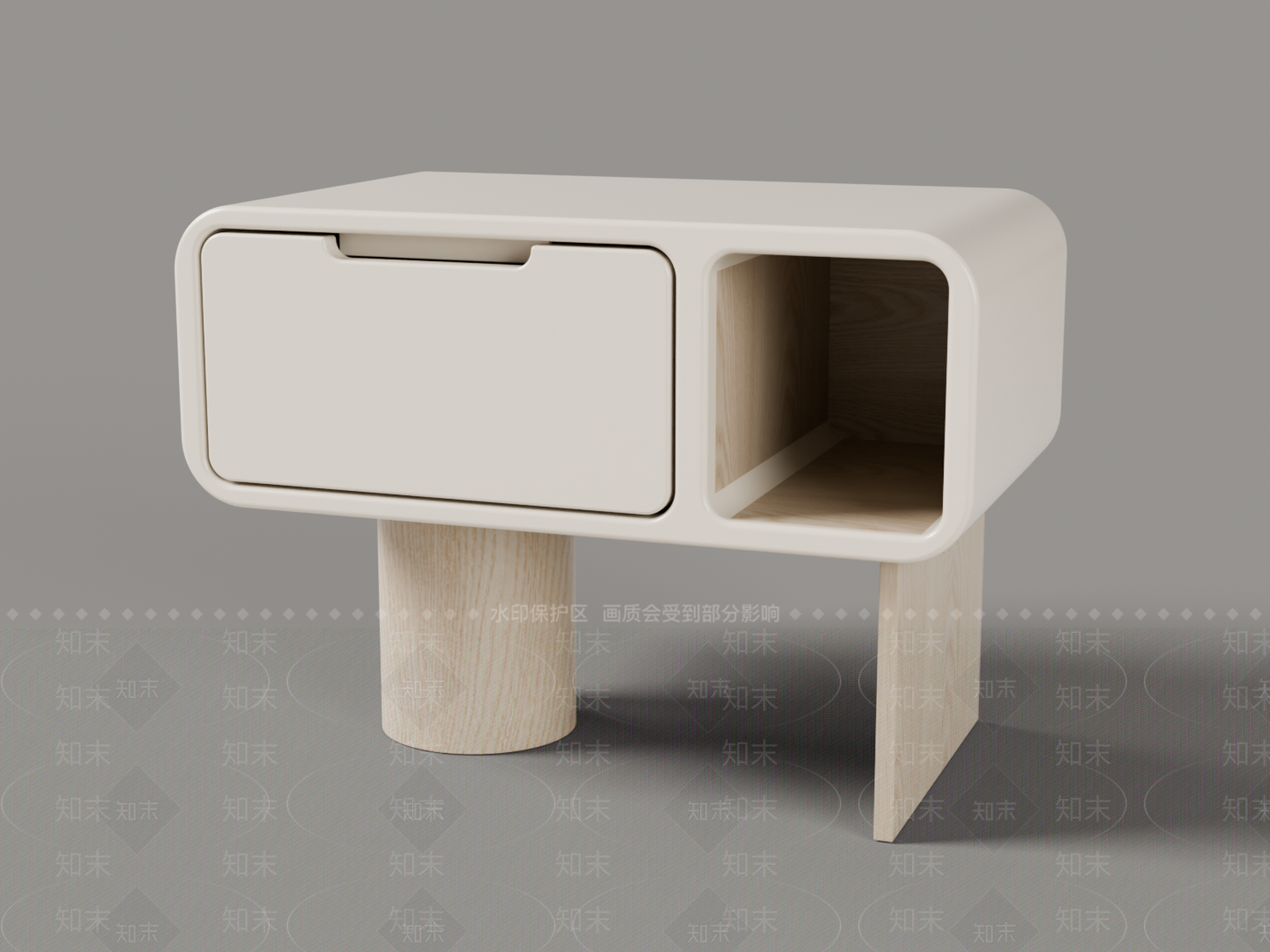 奶油风床头柜3D模型下载【ID:1234000704】