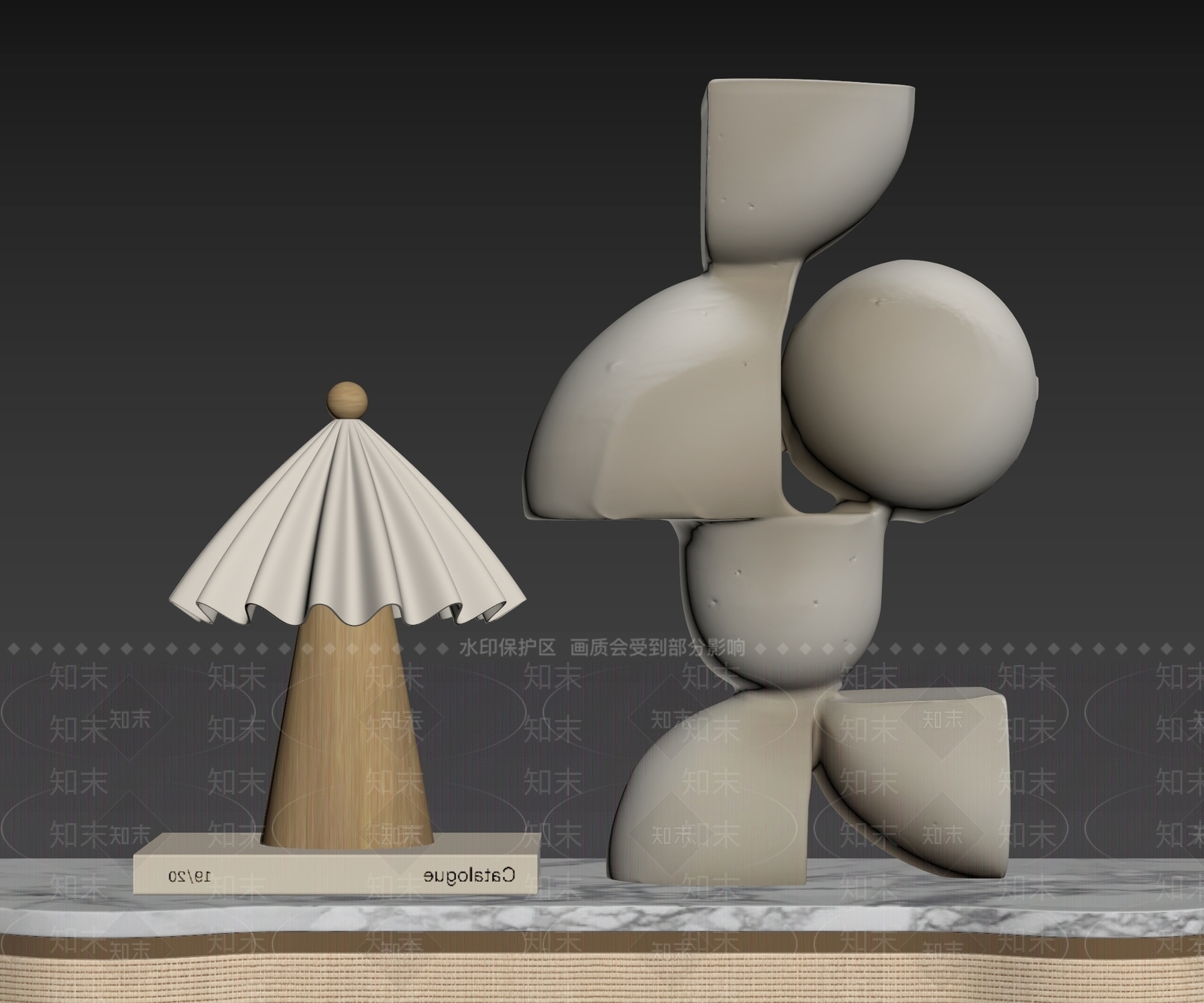 奶油风摆件组合3D模型下载【ID:1234001295】